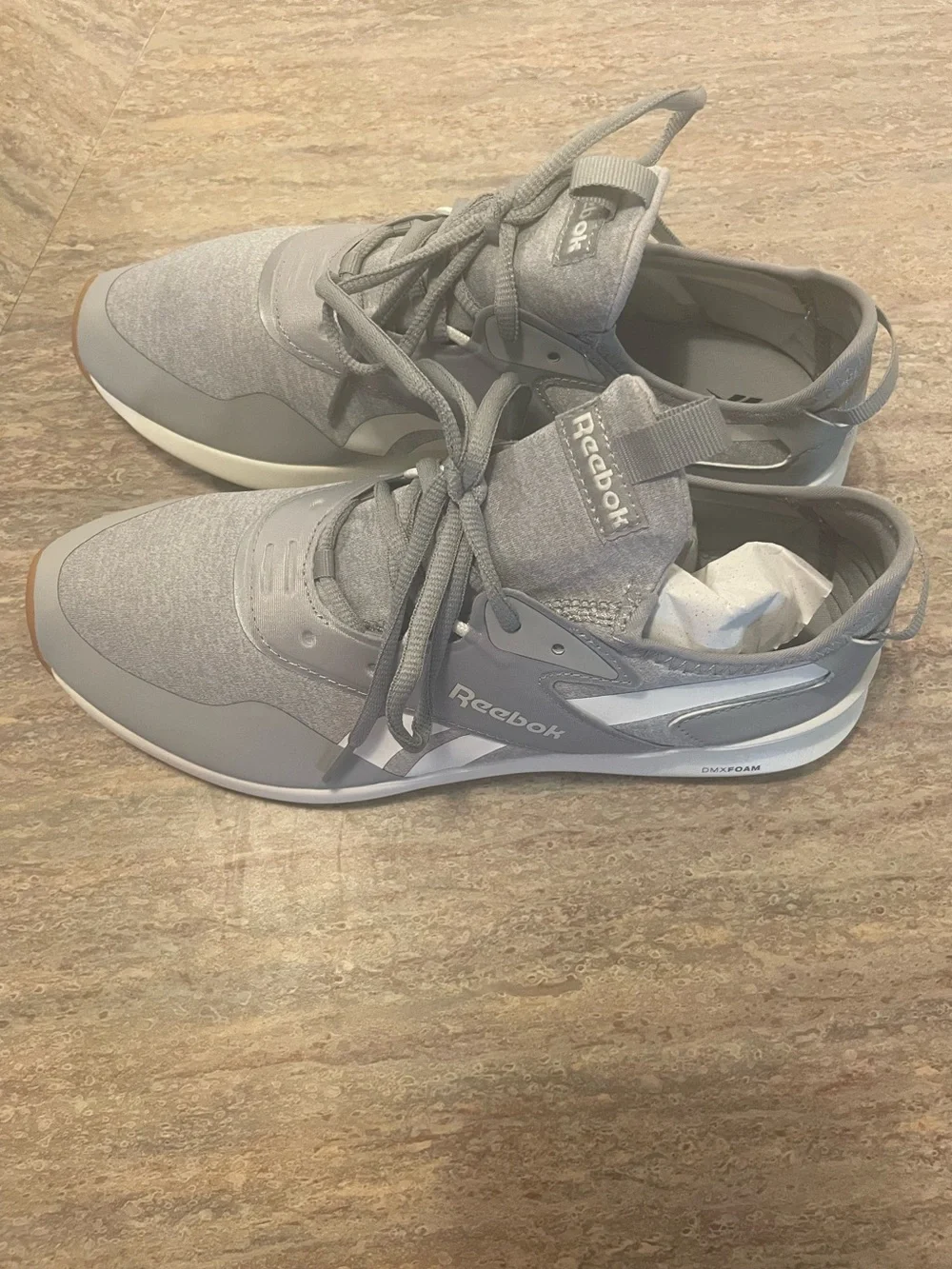 Reebok Men's Light Gray Runner Sneakers with Gum Toe